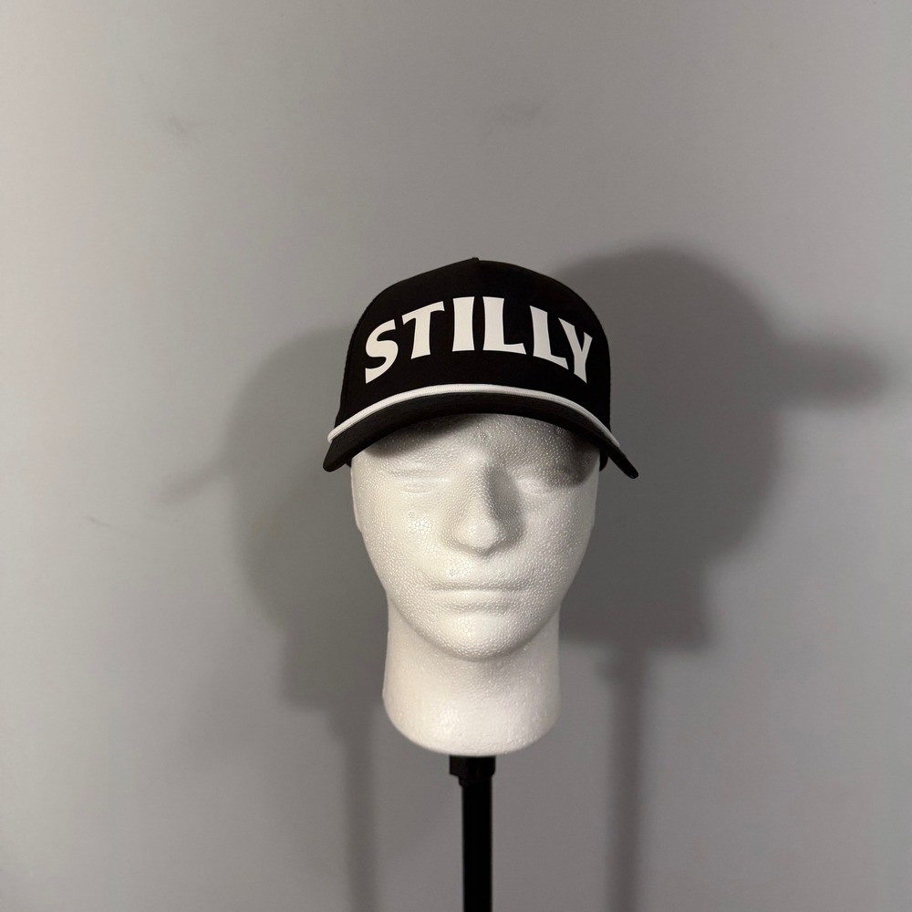 Stilly Performance Snapback Hat Black White Perforated Rope Cap Adjustable